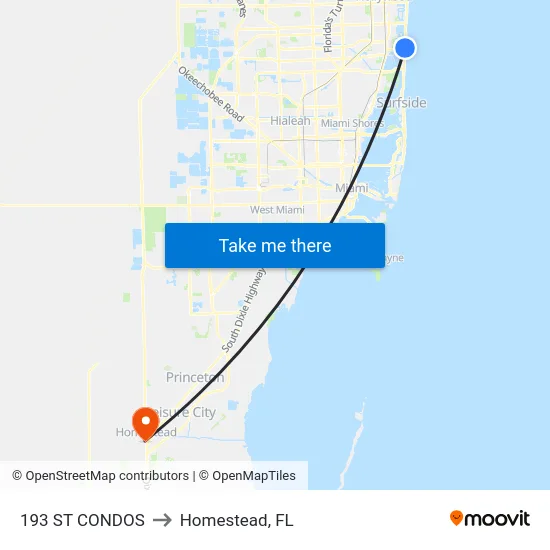 193 St Condos to Homestead, FL map