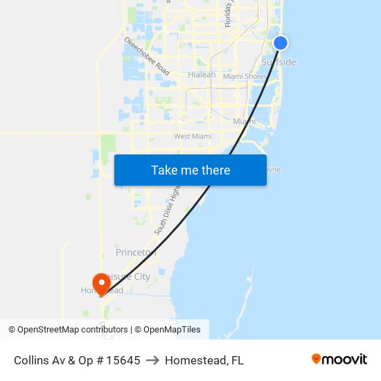 Collins Av & Op # 15645 to Homestead, FL map