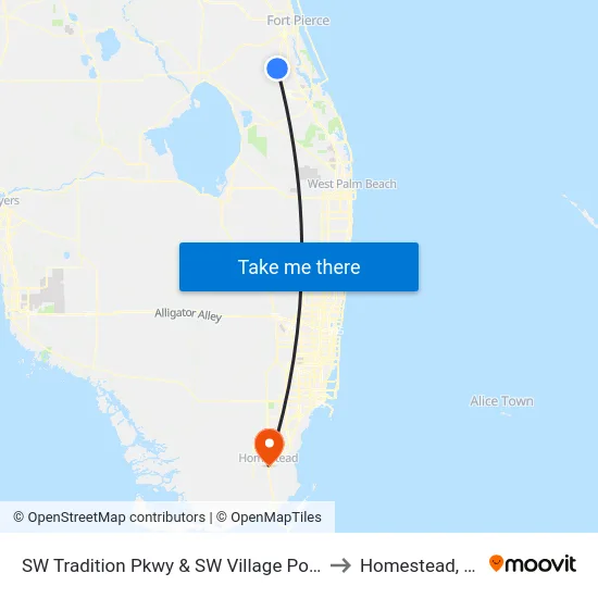 SW Tradition Pkwy & SW Village Point to Homestead, FL map