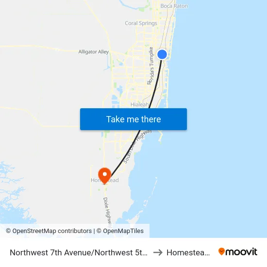 Northwest 7th Avenue/Northwest 5th Street to Homestead, FL map