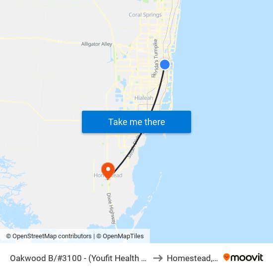Oakwood B/#3100 - (Youfit Health Club) to Homestead, FL map