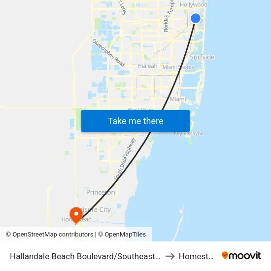 Hallandale Beach Boulevard/Southeast 4th Avenue - (US 1) to Homestead, FL map