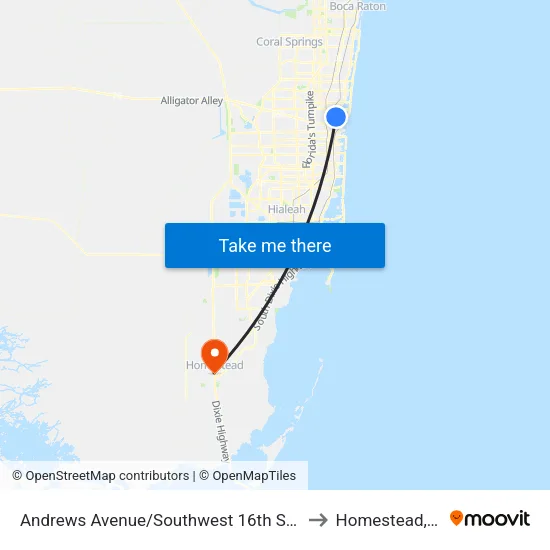 Andrews Avenue/Southwest 16th Street to Homestead, FL map