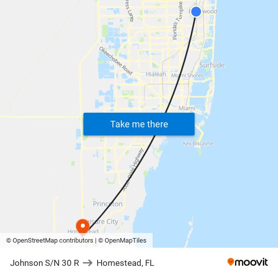 Johnson S/N 30 R to Homestead, FL map