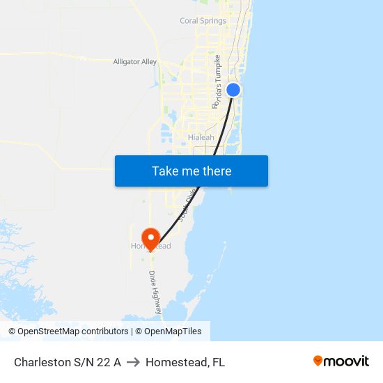 Charleston S/N 22 A to Homestead, FL map