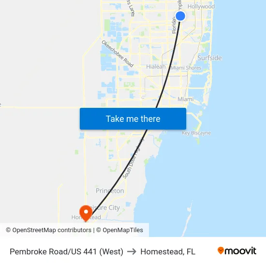 Pembroke Road/US 441 (West) to Homestead, FL map