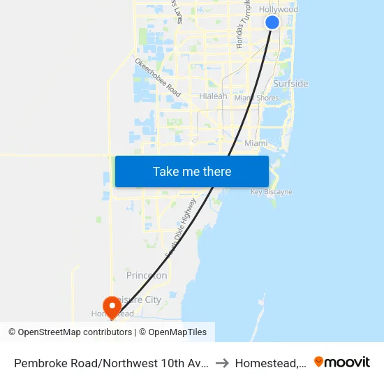 Pembroke Road/Northwest 10th Avenue to Homestead, FL map