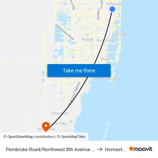 Pembroke Road/Northwest 8th Avenue - (South 26th Avenue) to Homestead, FL map