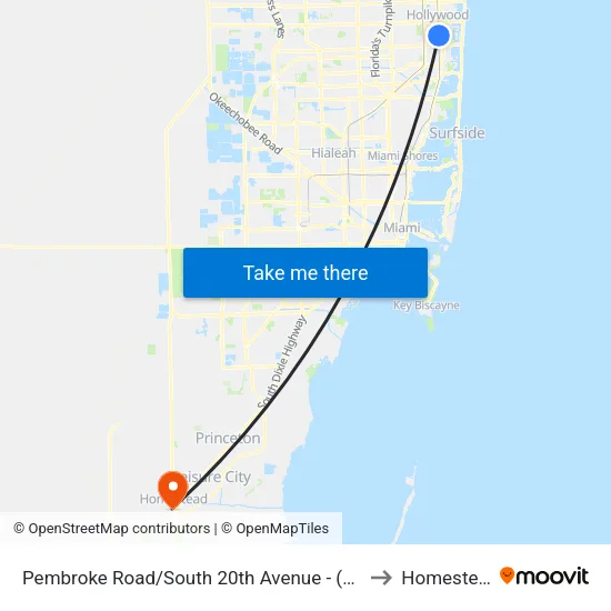 Pembroke Road/South 20th Avenue - (Mardi Gras Casino) to Homestead, FL map