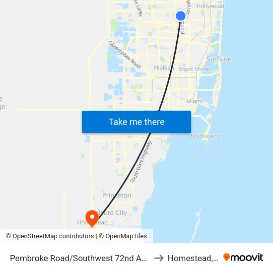 Pembroke Road/Southwest 72nd Avenue to Homestead, FL map