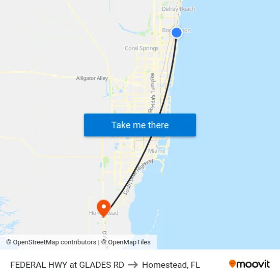 FEDERAL HWY at GLADES RD to Homestead, FL map