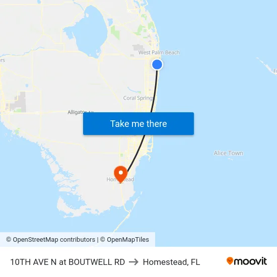 10TH AVE N at  BOUTWELL RD to Homestead, FL map