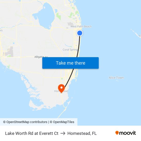 Lake Worth Rd at  Everett Ct to Homestead, FL map