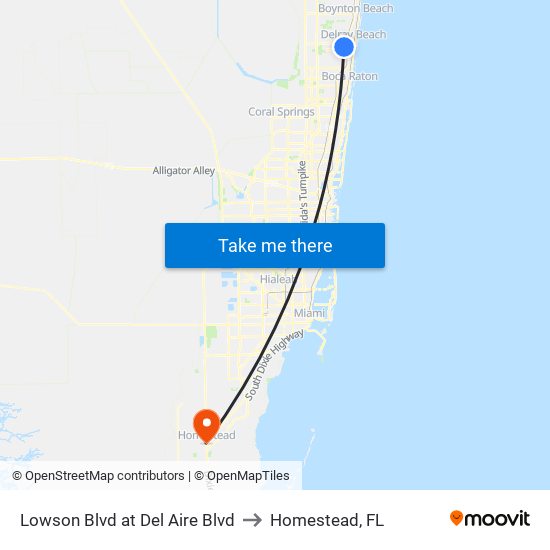 LOWSON BLVD at DEL AIRE BLVD to Homestead, FL map