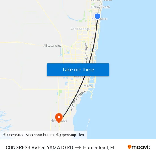 CONGRESS AVE at  YAMATO RD to Homestead, FL map