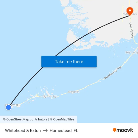 Whitehead & Eaton to Homestead, FL map