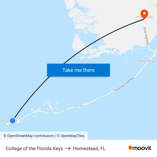 College of the Florida Keys to Homestead, FL map