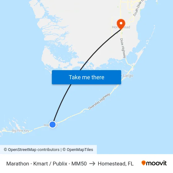 Marathon - Kmart / Publix  - MM50 to Homestead, FL map