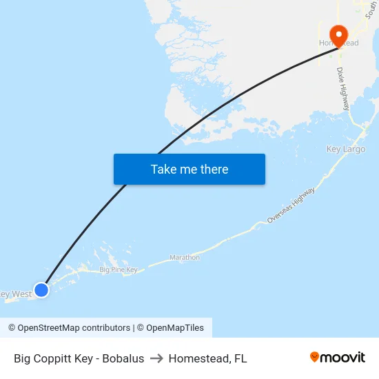 Big Coppitt Key - Bobalus to Homestead, FL map