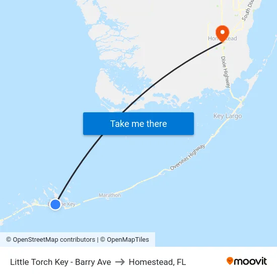 Little Torch Key - Barry Ave to Homestead, FL map
