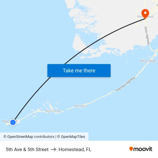 5th Ave & 5th Street to Homestead, FL map