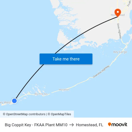 Big Coppit Key - FKAA Plant MM10 to Homestead, FL map