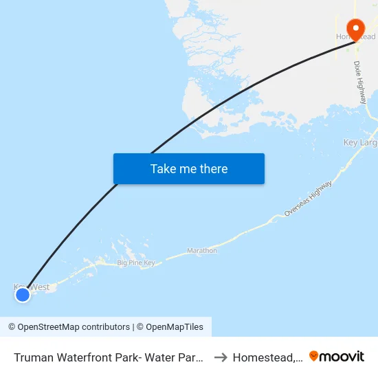 Truman Waterfront Park- Water Park Area to Homestead, FL map