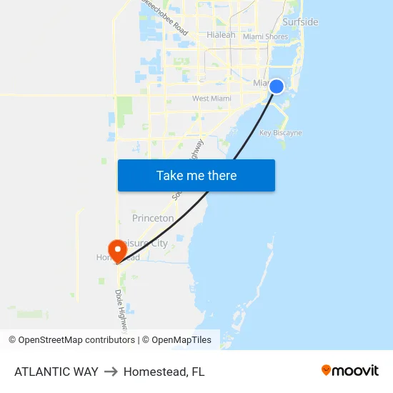 Atlantic Way to Homestead, FL map