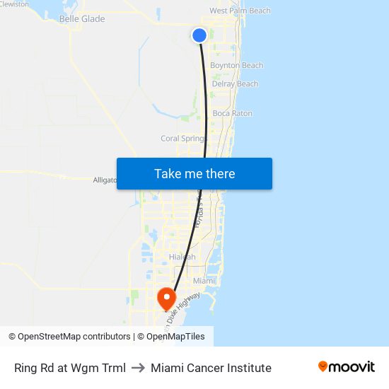 RING RD at WGM TRML to Miami Cancer Institute map