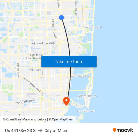 Us 441/Sw 23 S to City of Miami map