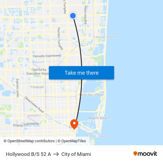 Hollywood B/S 52 A to City of Miami map