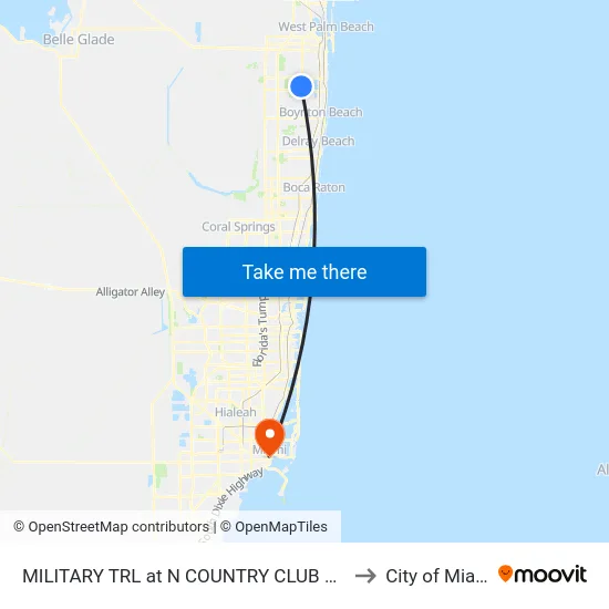 MILITARY TRL at N COUNTRY CLUB BLVD to City of Miami map