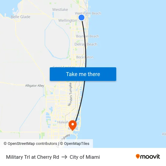 Military Trl at Cherry Rd to City of Miami map