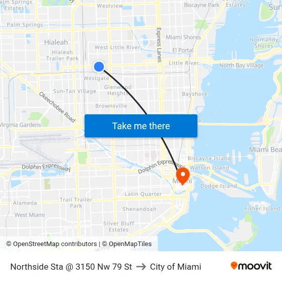 Northside Sta @ 3150 Nw 79 St to City of Miami map