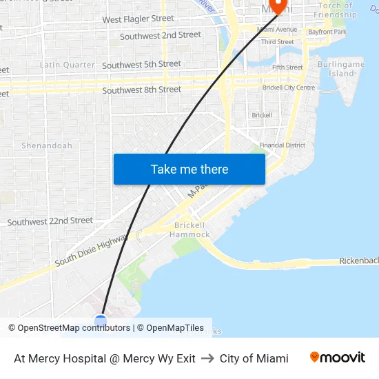 At Mercy Hospital @ Mercy Wy Exit to City of Miami map