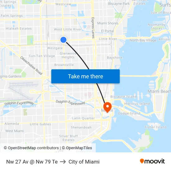 Nw 27 Av @ Nw 79 Te to City of Miami map