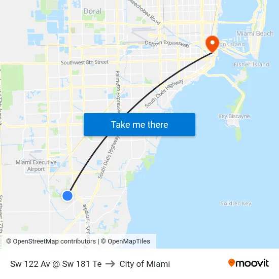 Sw 122 Av @ Sw 181 Te to City of Miami map