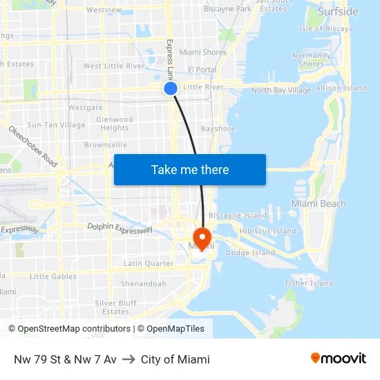 Nw 79 St & Nw 7 Av to City of Miami map