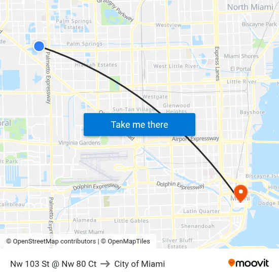 Nw 103 St @ Nw 80 Ct to City of Miami map