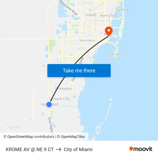 Krome Av @ Ne 9 Ct to City of Miami map