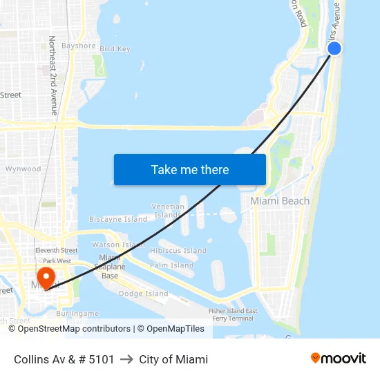 Collins Av & # 5101 to City of Miami map