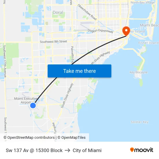 Sw 137 Av @ 15300 Block to City of Miami map