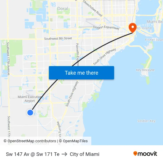 Sw 147 Av @ Sw 171 Te to City of Miami map