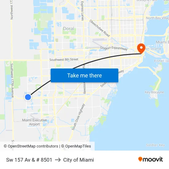 Sw 157 Av & # 8501 to City of Miami map