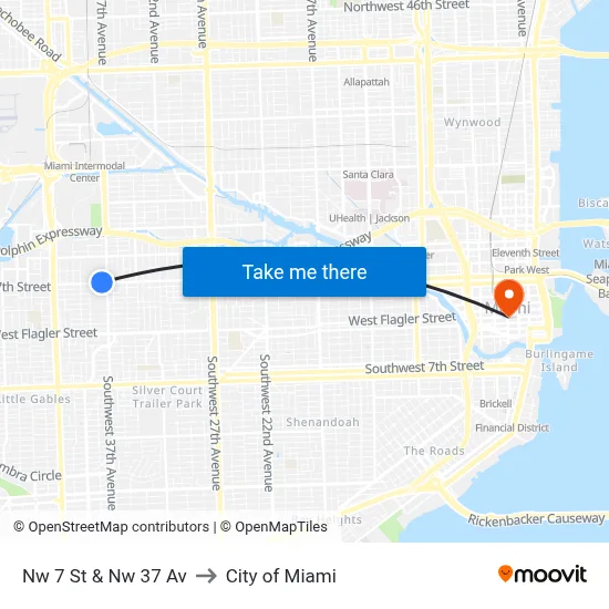 Nw 7 St & Nw 37 Av to City of Miami map
