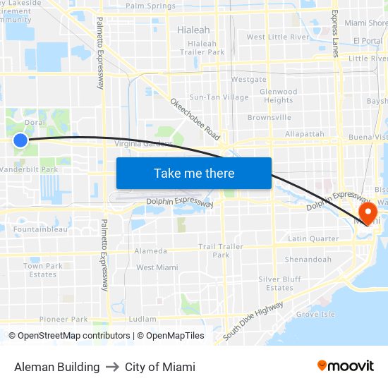 Aleman Building to City of Miami map