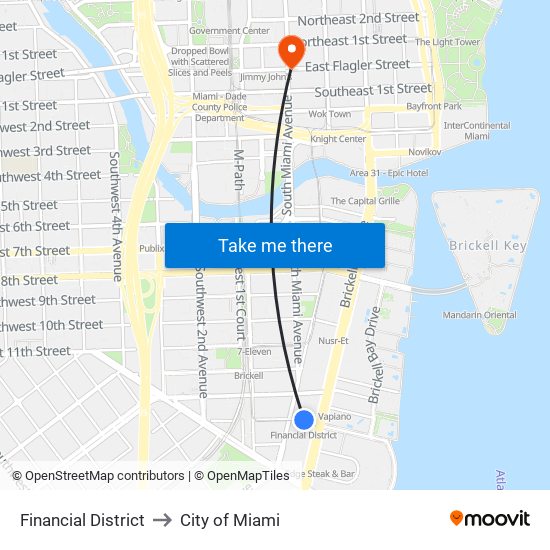 Financial District to City of Miami map