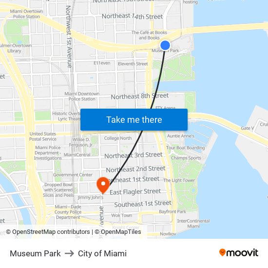 Museum Park to City of Miami map