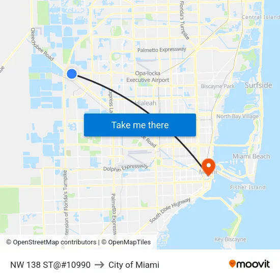 Nw 138 St@#10990 to City of Miami map