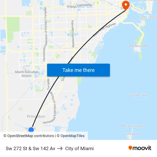 Sw 272 St & Sw 142 Av to City of Miami map